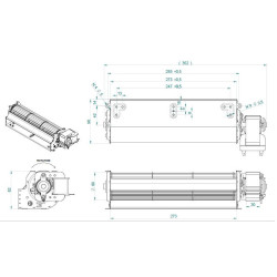 270 x 40 mm tangential fan length, d60 mm roller, 30 mm right motor