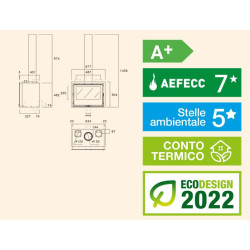 Atrium 65 + T wood-burning insert with 8.4 kW Rocal ventilation kit