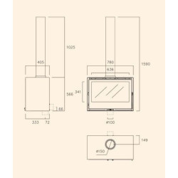 Atria 80 + T Wood Fireplace 6.9 kW with Rocal LL Calor ventilation kit