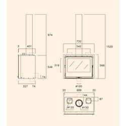 Atrium 70A + T wood-burning insert with 8.4 kW Rocal ventilation kit