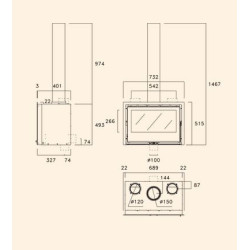 Atrium 70 + T wood-burning insert with 8.4 kW Rocal ventilation kit