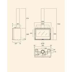 Atrium 80 + T wood-burning insert 8,4 kw with ventilation kit Rocal