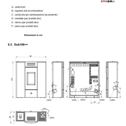 Dub100++ stufa pellet canalizzabile 10kw Edilkamin ek-63 bianco dub 100  misure