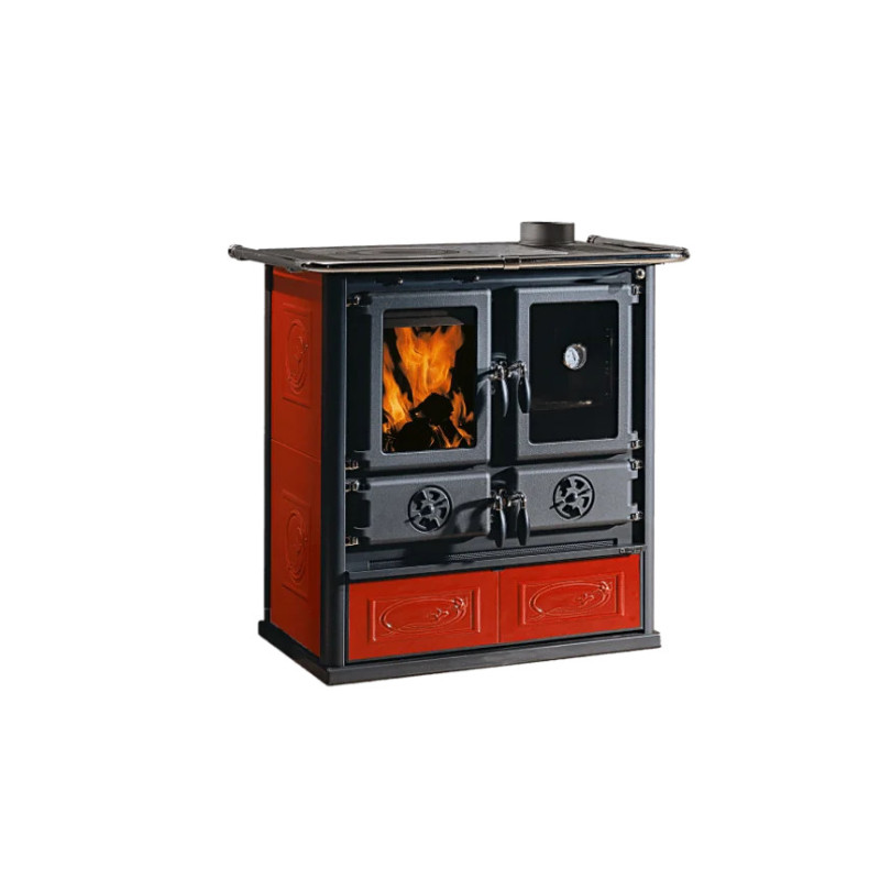 Cucina a Legna Rosetta BII ceramica Liberty Bordeaux 7,2 kw La Nordica Extraflame