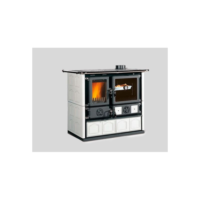 Wood Burning Cooker Rosa 5.0 VST Maiolica Bianco 8,8 Kw La Nordica Extraflame