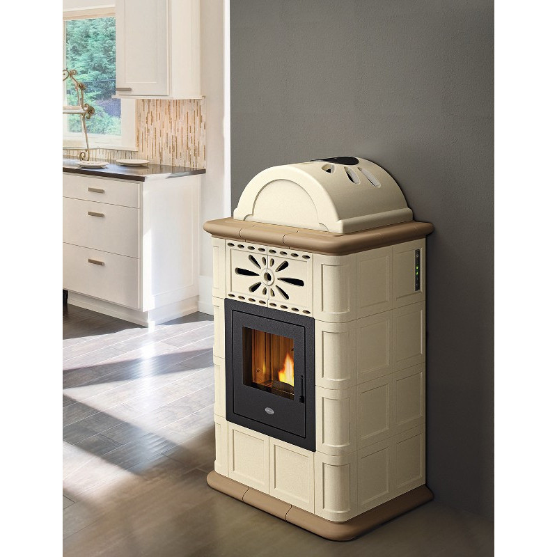 Rosy pellet stove in majolica eva calor 13 kw