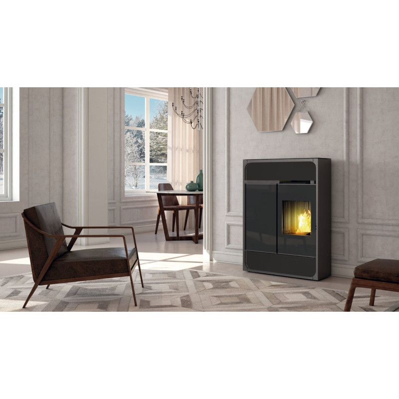 Pellet Stove Bild Up In Glass Black 9,1 KW Edilkamin - Mail For Discount Pellet Stove Bild Up In Glass Black 9,1 KW Edilkamin - Mail For Discount
