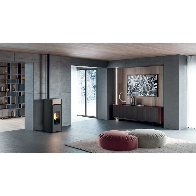 Stufa a Pellet Myrna Q In Ceramica Cipria 10 Kw Edilkamin - Da Scontare