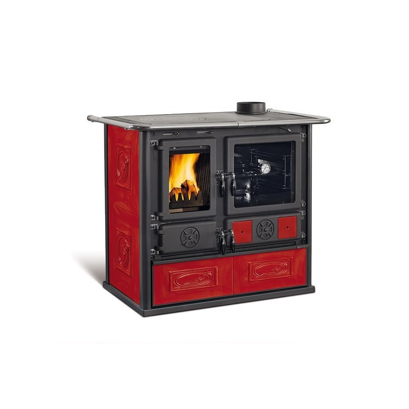 Wood Burning Cooker Rosa 5.0 VST Liberty Bordeaux 8,8 Kw La Nordica Extraflame