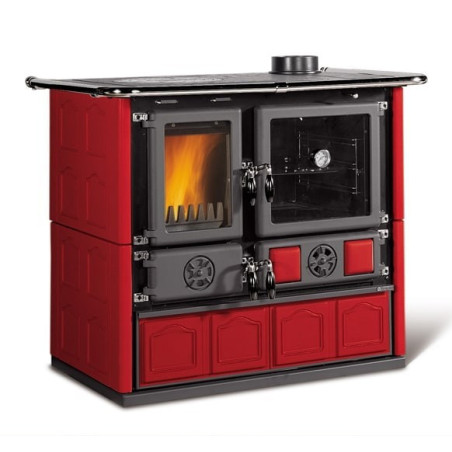 Wood Burning Cooker Rosa 5.0 VST Maiolica Bordeaux 8,8 Kw La Nordica Extraflame