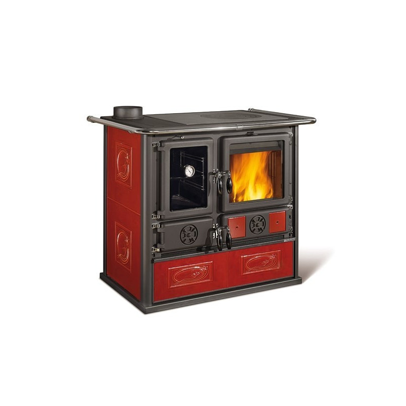 Wood burnig cookers Rosa Sinistra reverse VST bordeaux 8,2 kw La Nordica Extraflame