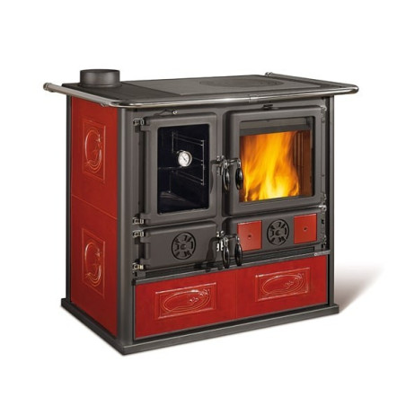Wood burnig cookers Rosa Sinistra reverse VST bordeaux 8,2 kw La Nordica Extraflame