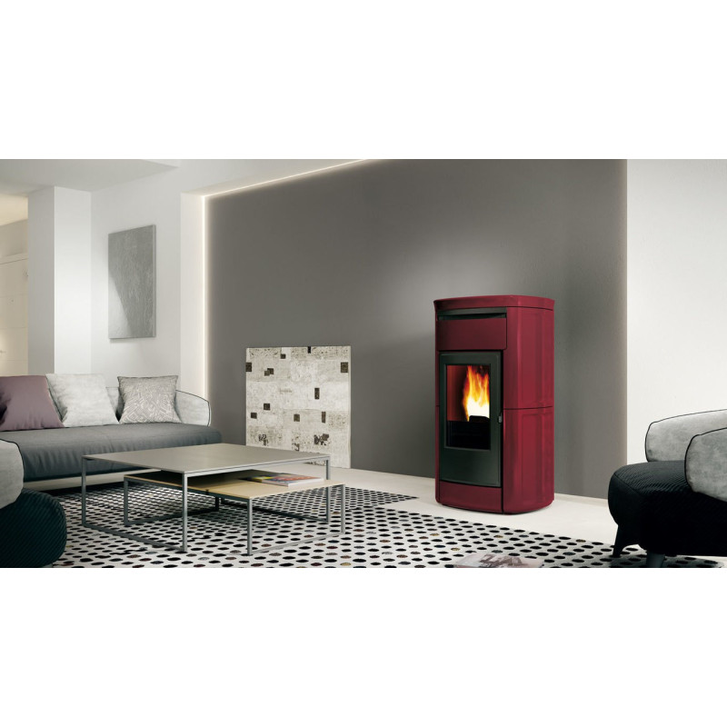 Pellet Stove Kira Evo In Ceramic Bordeaux 14,3 KW Edilkamin