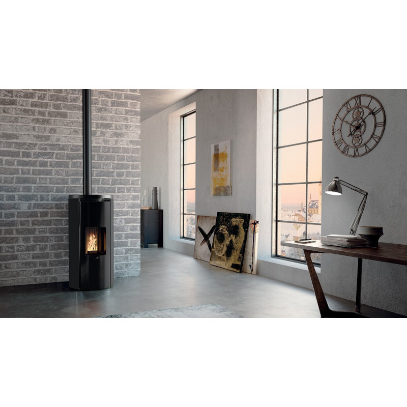 Stufa a Pellet Celia Air tight Plus Camera Stagna Acciaio Nero 9,6 Kw Edilkamin - Da Scontare