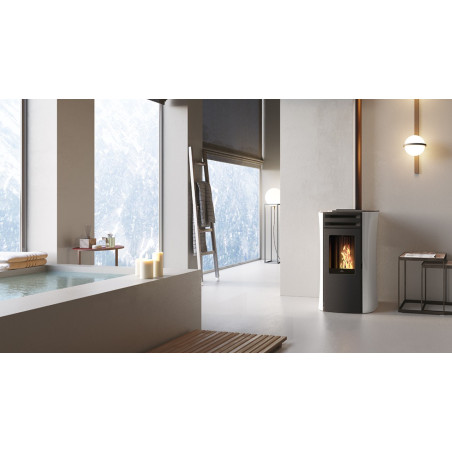 Stufa a Pellet Dania Air Tight Plus 9,6 Kw a camera stagna Bianca Edilkamin - Da Scontare