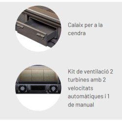 Arc 65  Rocal inserto a legna 8 KW resi, ventilazione di serie, scarico d 150mm