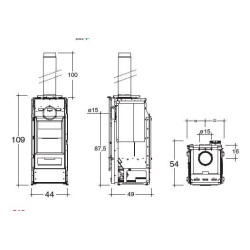 Stufa legna 9.4 kw Noir Xw Caminetti Montegrappa Lh11v ventilata