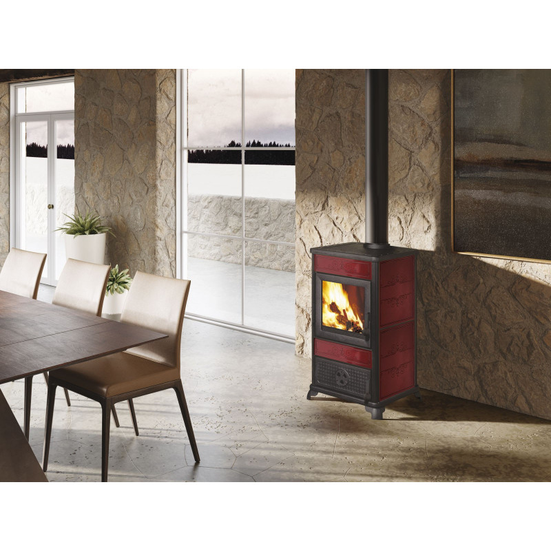 Fancy stufa a legna Ek-63 Edilkamin 10 kw bordeaux