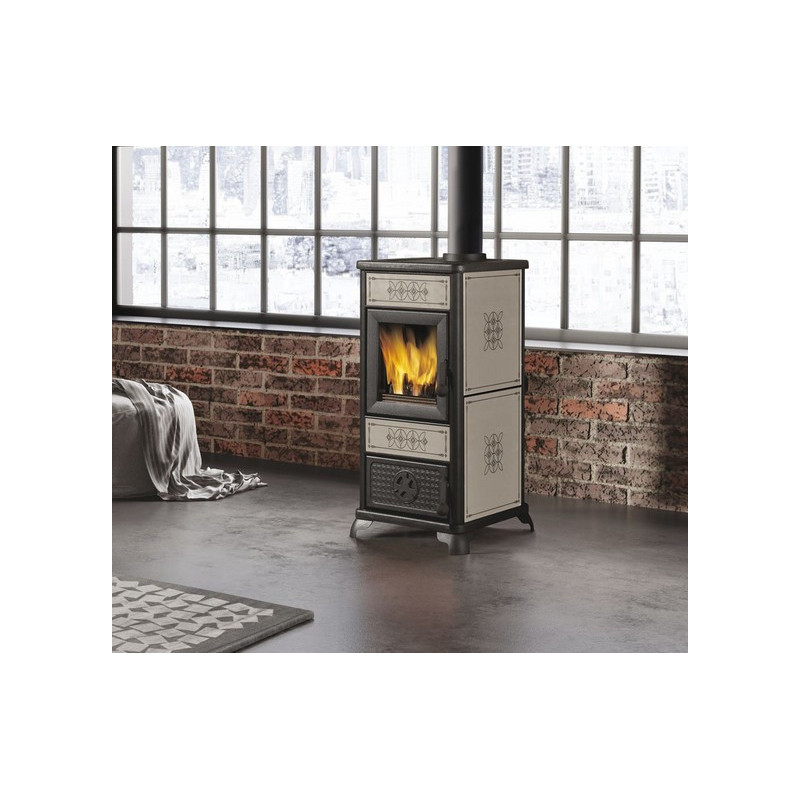 Decor stufa a legna con Forno Ek-63 Edilkamin 7.5 kw Tortora
