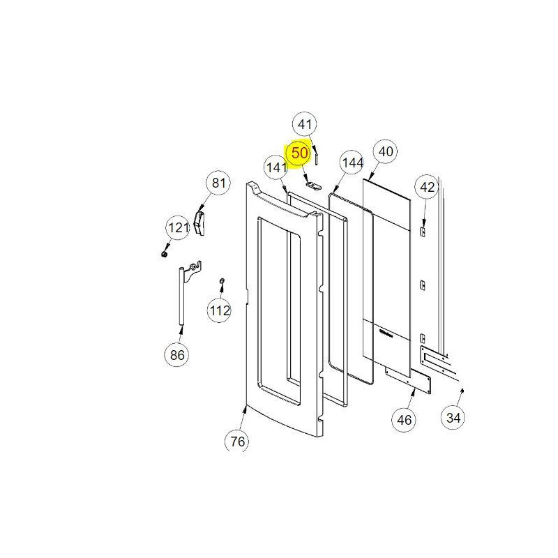 Stainless steel hinge for Dahiana and Teorema La Nordica Extraflame