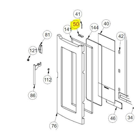 Stainless steel hinge for Dahiana and Teorema La Nordica Extraflame