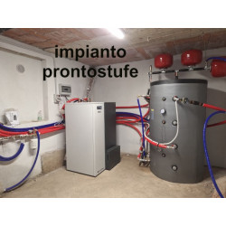 esempio impianto completo in locale tecnico caldaia pellet Extraflame