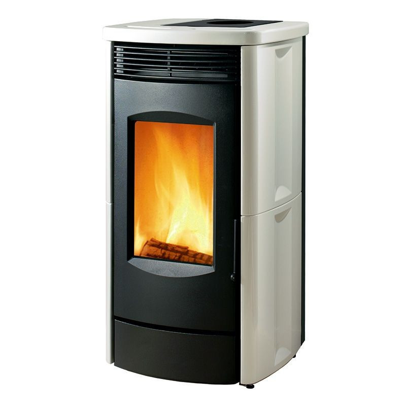 Piroga bianco lucido 8,4 kw Caminetti Montegrappa stufa a legna ventilata 5 stelle