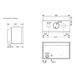Ungaro Inux 90 inserto a legna ventilato 5 stelle schema